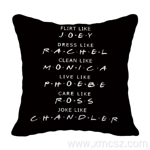 Black Letters Printed Customized Cushion Cover